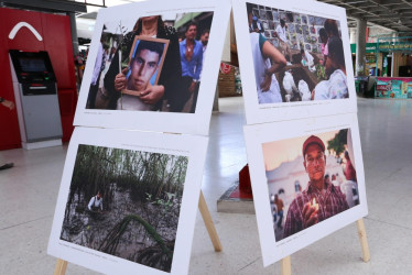 Estos son algunos de los rostros que se observan en la exposición de la UBPD en la Terminal de Manizales.