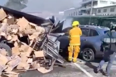 Así quedaron los vehículos tras el accidente. 