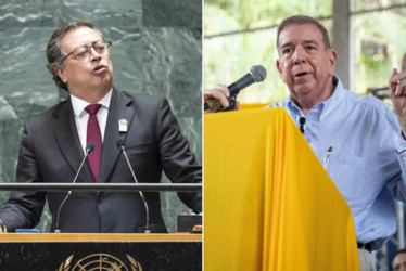 Gustavo Petro (izq.), presidente de Colombia, y Edmundo González, excandidato presidencial de Venezuela.