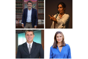 Santiago Villegas, director del periódico LA PATRIA;  Ana María Giraldo, escaladora caldense; Carlos Raúl Yepes, expresidente del Grupo Bancolombia, y Lina Martínez, escritora y directora del Observatorio de Política Pública de Juventud de la Universidad UCESI de Cali.