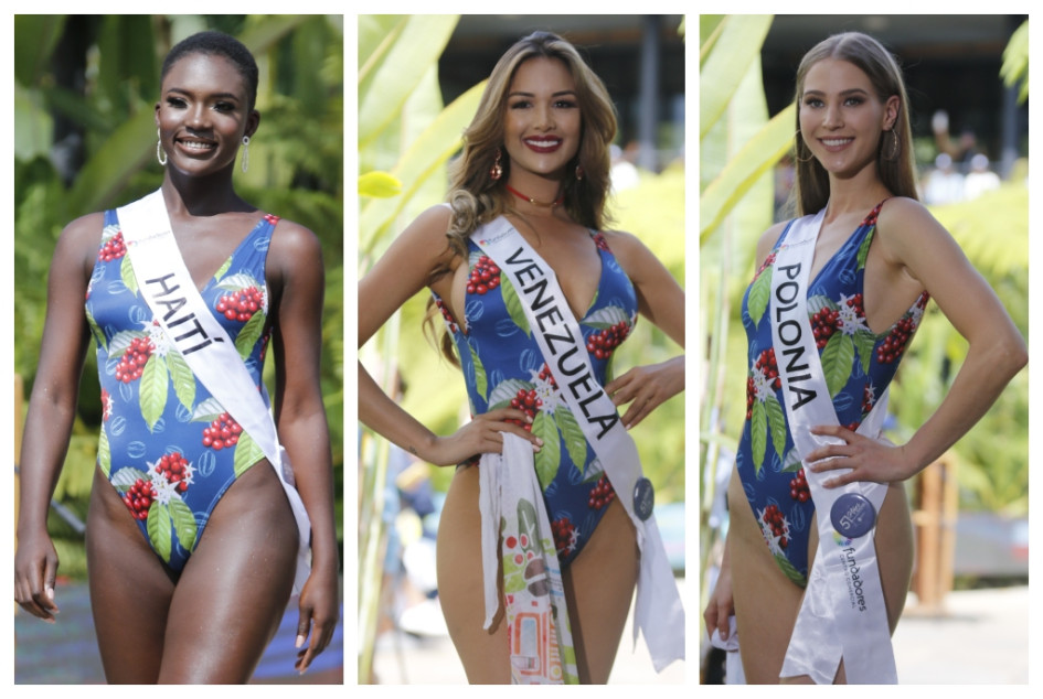 Las representantes de Haití, Cassandre Jacques; Venezuela, Lisandra Chirinos, y Polonia, Ágata Wdowiak, destacaron en el desfile en traje de baño de ayer.  Las representantes de Haití, Cassandre Jacques; Venezuela, Lisandra Chirinos, y Polonia, Ágata Wdowiak, destacaron en el desfile en traje de baño de ayer.