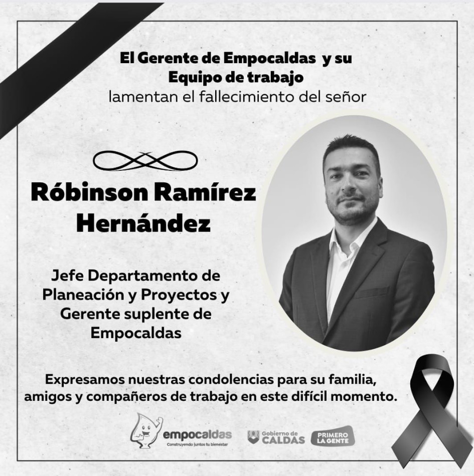 Fallecimiento del ingeniero Róbinson Ramírez Hernández Fallecimiento del ingeniero Róbinson Ramírez Hernández