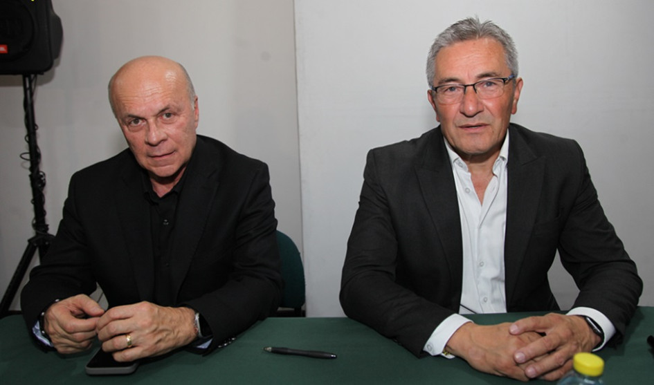 Carlos Antonio Vélez y Mario César Otálvaro, presidente de Acord Caldas.