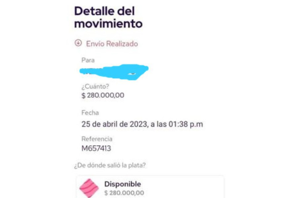 El supuesto comprobante de pago. El supuesto comprobante de pago.
