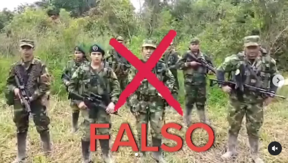 Este es el video que circula en redes sociales de un grupo armado en el que se refiere a Caldas y que es falso, según el Batallón Ayacucho. Este es el video que circula en redes sociales de un grupo armado en el que se refiere a Caldas y que es falso, según el Batallón Ayacucho.