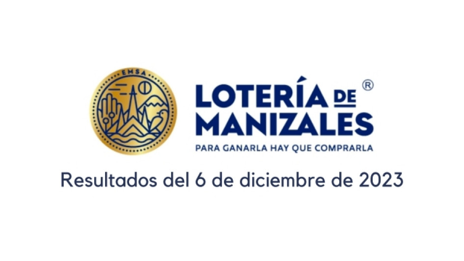 Logo de la Lotería de Manizales. Debajo dice "resultados del 6 de diciembre de 2023"