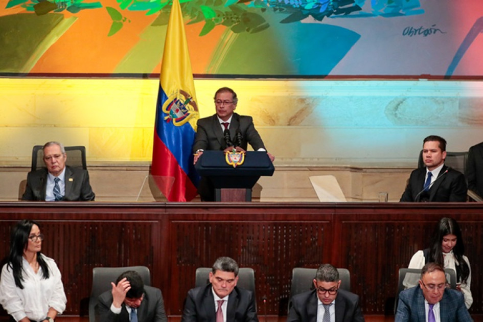 Gustavo Petro, presidente de Colombia, durante su intervención en el Congreso de la República Foto | EFE | LA PATRIA Gustavo Petro, presidente de Colombia, durante su intervención en el Congreso de la República