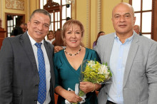 Óscar Alonso Vargas Jaramillo, diputado; Luz Stella Montoya Ramírez y Jhon Jairo Echeverri Giraldo.