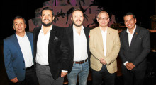 Julio César Orozco, Diego Armando Rivera, director Unidad Gestión del Riesgo; Esteban Restrepo Uribe, gerente Empresa de Renovación Urbana; Luis Guillermo Quintero Estrada, secretario de Agricultura; y Juan José Silva, gerente People Contac.