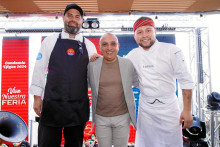 Miguel Trujillo, chef Latinos, Carlos Mazeneth Dávila, gerente de Efigás, Joan Sebastián Arcila, chef Empiria. Miguel Trujillo, chef Latinos, Carlos Mazeneth Dávila, gerente de Efigás, Joan Sebastián Arcila, chef Empiria.