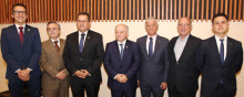 Darío Arenas, Germán Gómez, Fabio Arias Orozco, rector Universidad de Caldas; José Fernando Reyes, Ricardo Castaño, Guillermo Hurtado y Alexánder Álvarez.