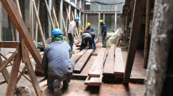 30% de avance, entre guadua y esterilla, de la Escuela Juan XXIII