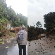 Vía Manizales-Fresno, con paso a un carril en el sector de Mesones